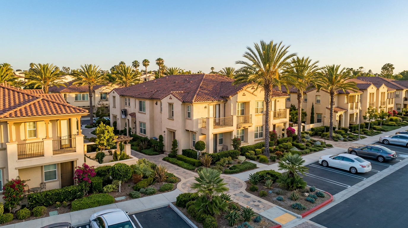 Well-maintained Southern California suburban townhome community with tidy landscaping 67322 HOA DIY Panel Replacement Risks: Why Letting Homeowners Handle Their Own units Fails Communities