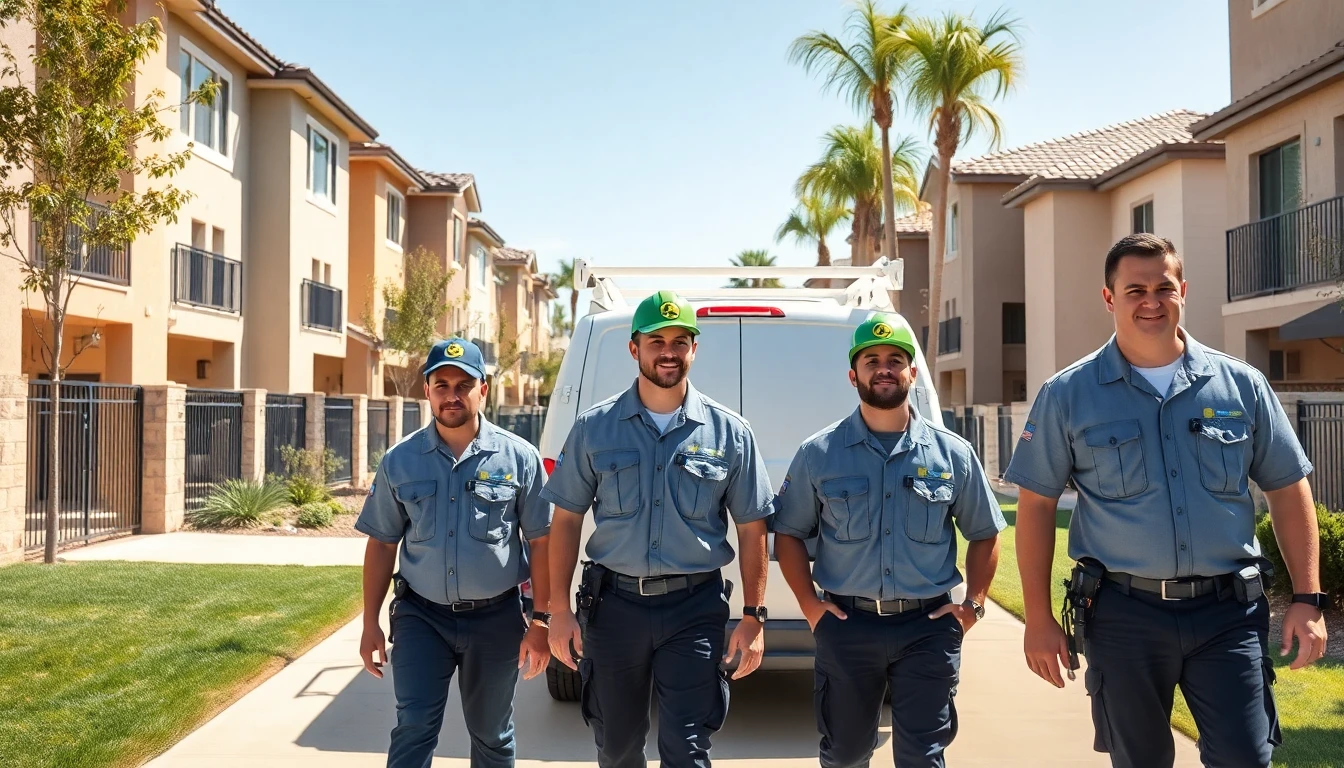 A professional electrical contracting crew working across a residential community